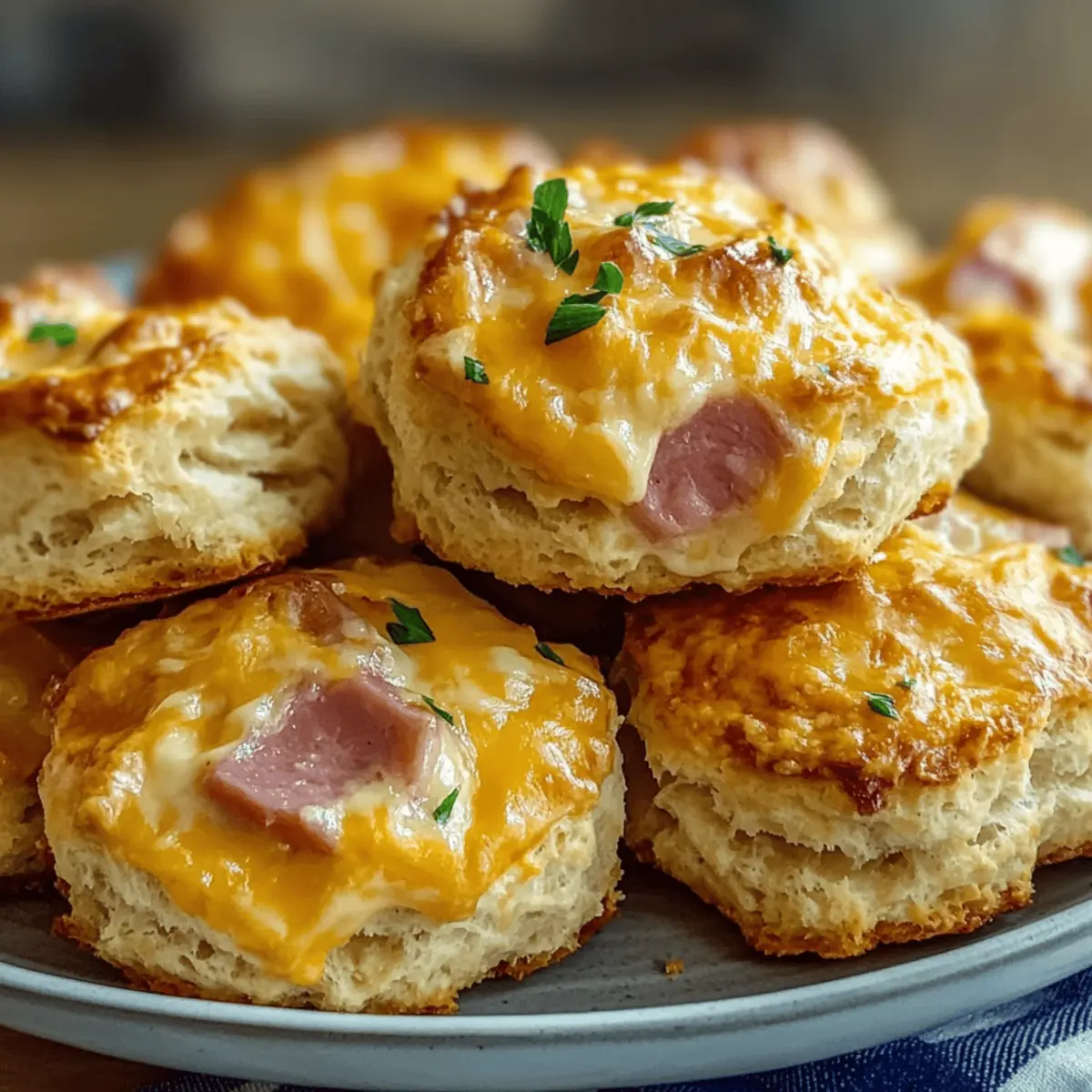 Melt-in-Your-Mouth Ham and Cheese Butter Swim Biscuits