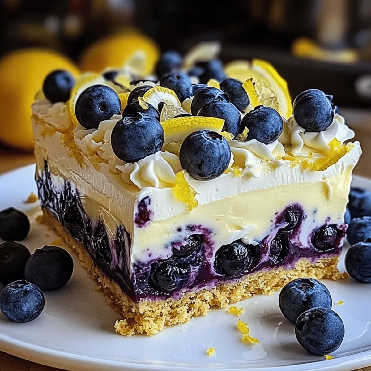 No-Bake Lemon Dazzling Blueberry Cream Cake for Summer Bliss