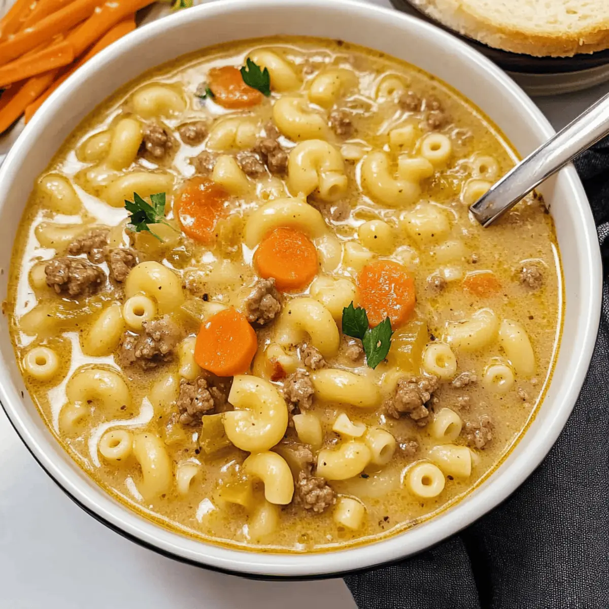 One-Pot Macaroni Cheeseburger Soup for Cozy Nights
