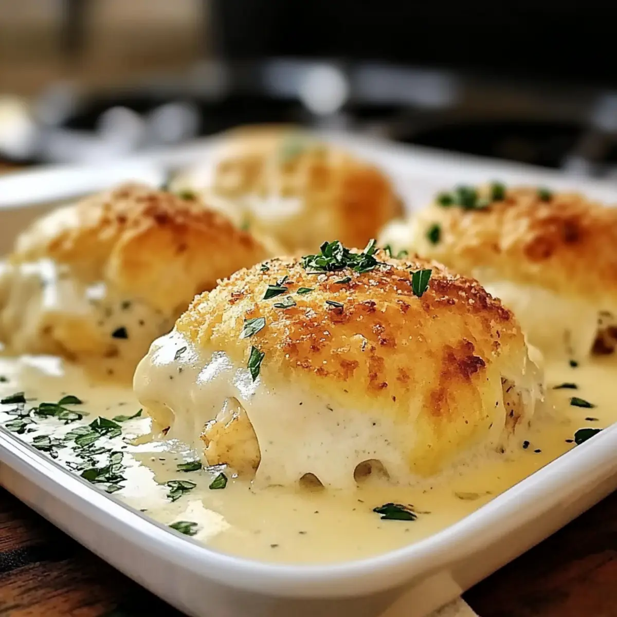Irresistible Chicken Pillows with Creamy Parmesan Sauce