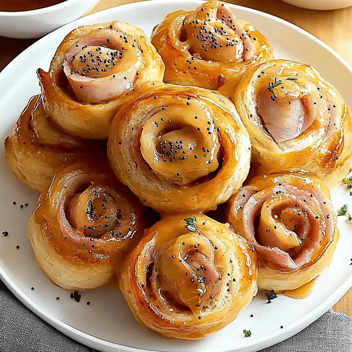Baked Ham and Cheese Rolls with Honey Mustard Glaze to Savor