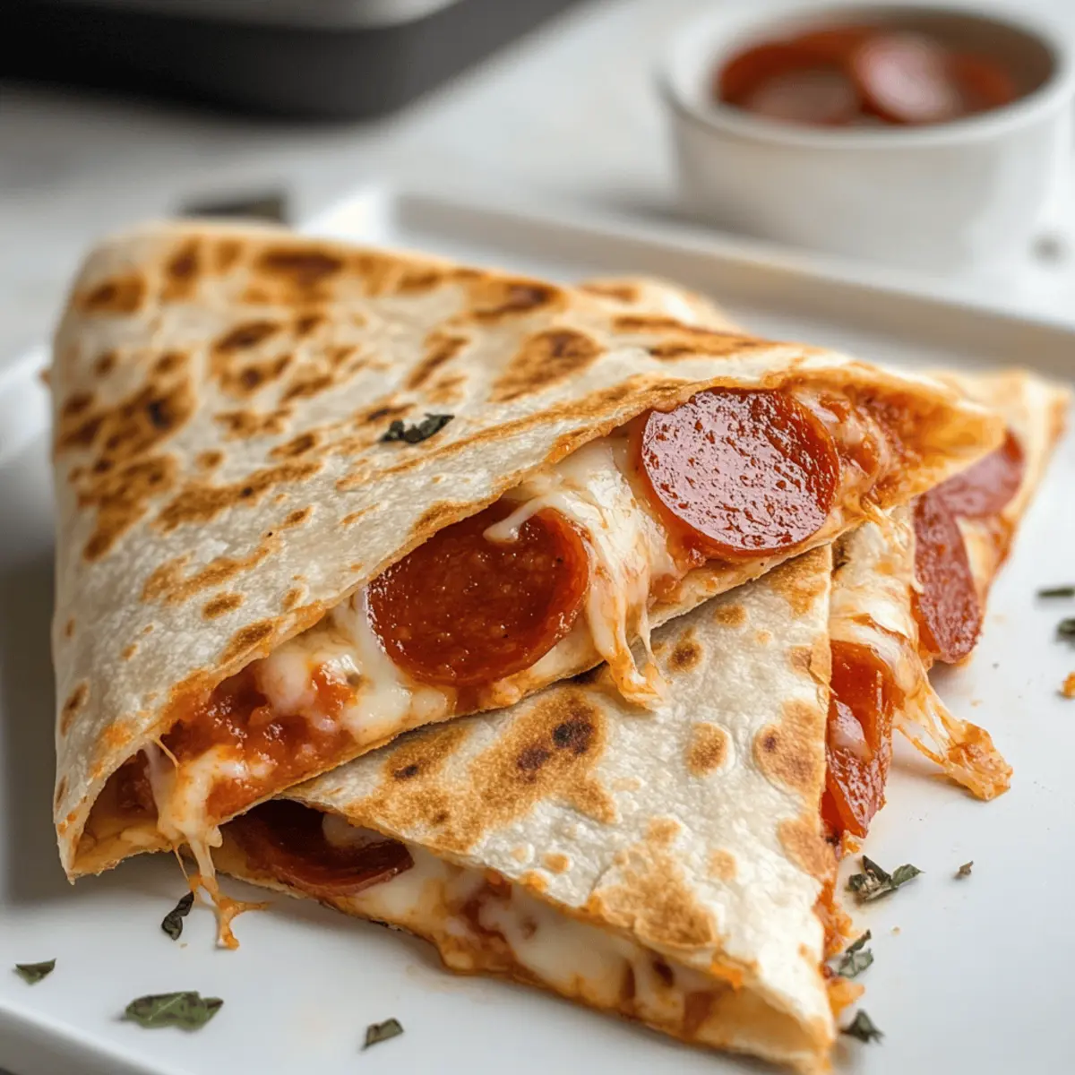 Quick & Cheesy Pepperoni Pizza Quesadilla Delight