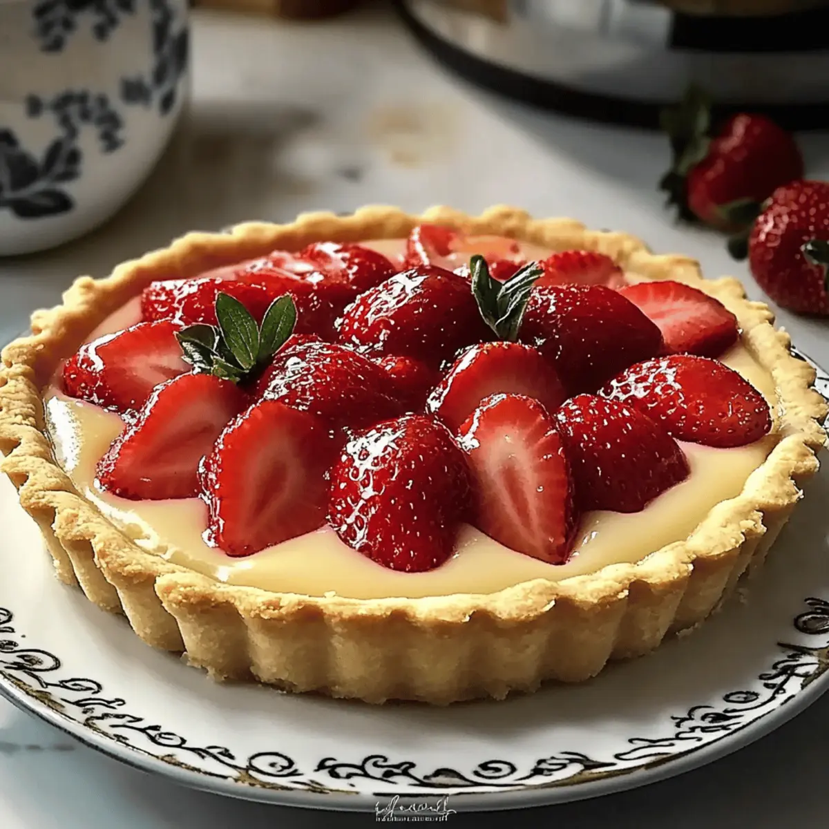 Indulge in Creamy Vanilla Custard & Strawberry Tart Bliss