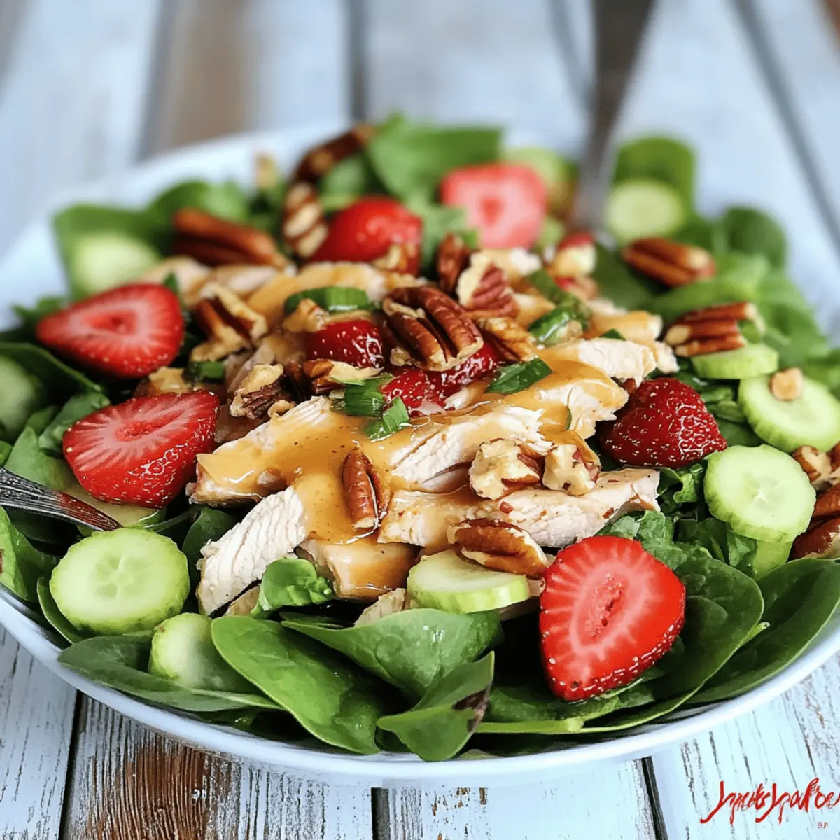 Strawberry Pecan Chicken Salad with Green Tea Vinaigrette Bliss