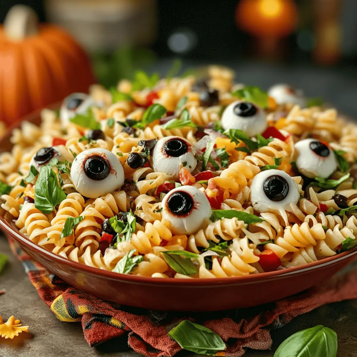 Spooky Eyeball Pasta Salad for a Fun Halloween Feast