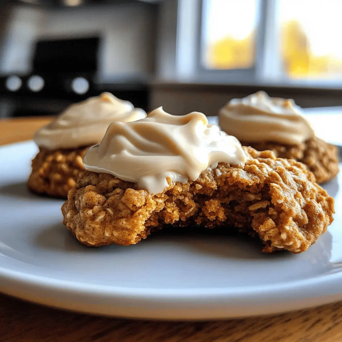 Cozy Chewy Pumpkin Oatmeal Cookies with Maple Frosting