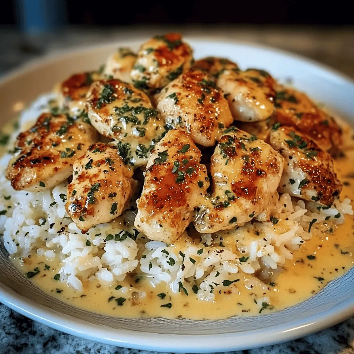 Delicious Chicken Scampi with Creamy Garlic Parmesan Rice