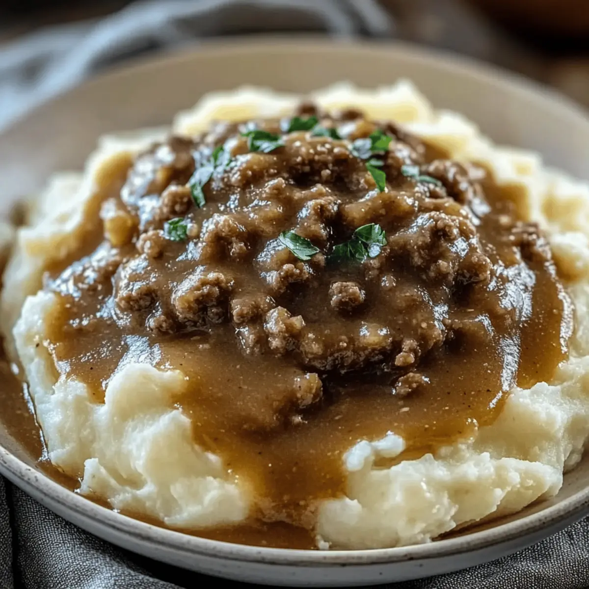 Cozy Hamburger Gravy Over Mashed Potatoes for Comforting Nights