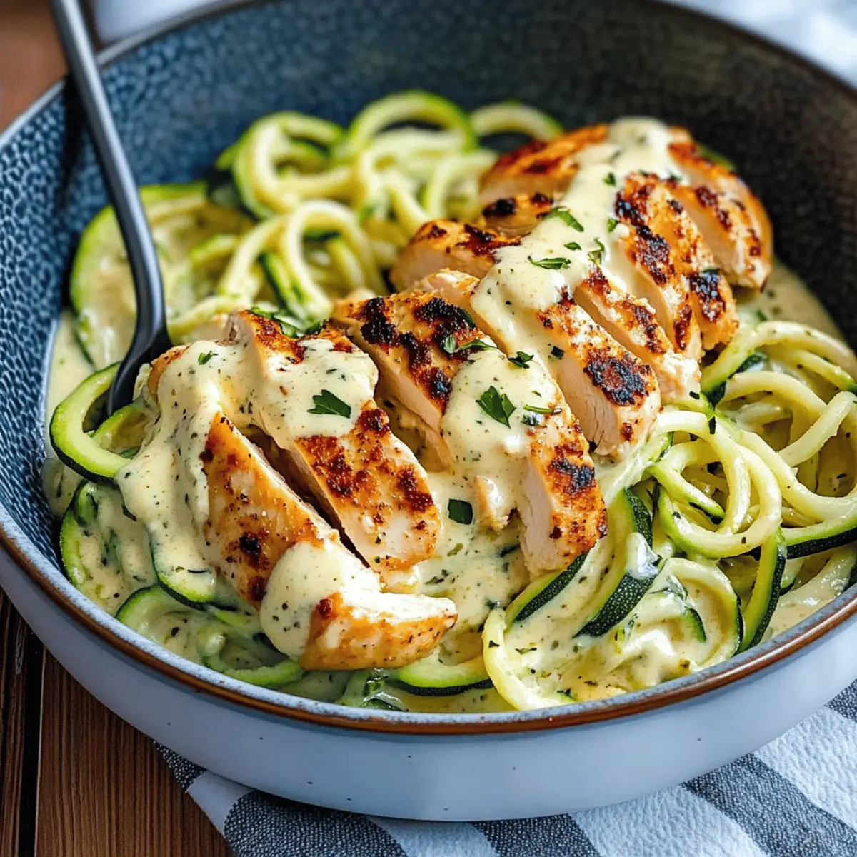 Creamy Zucchini Noodle Chicken Alfredo That's Guilt-Free Delight