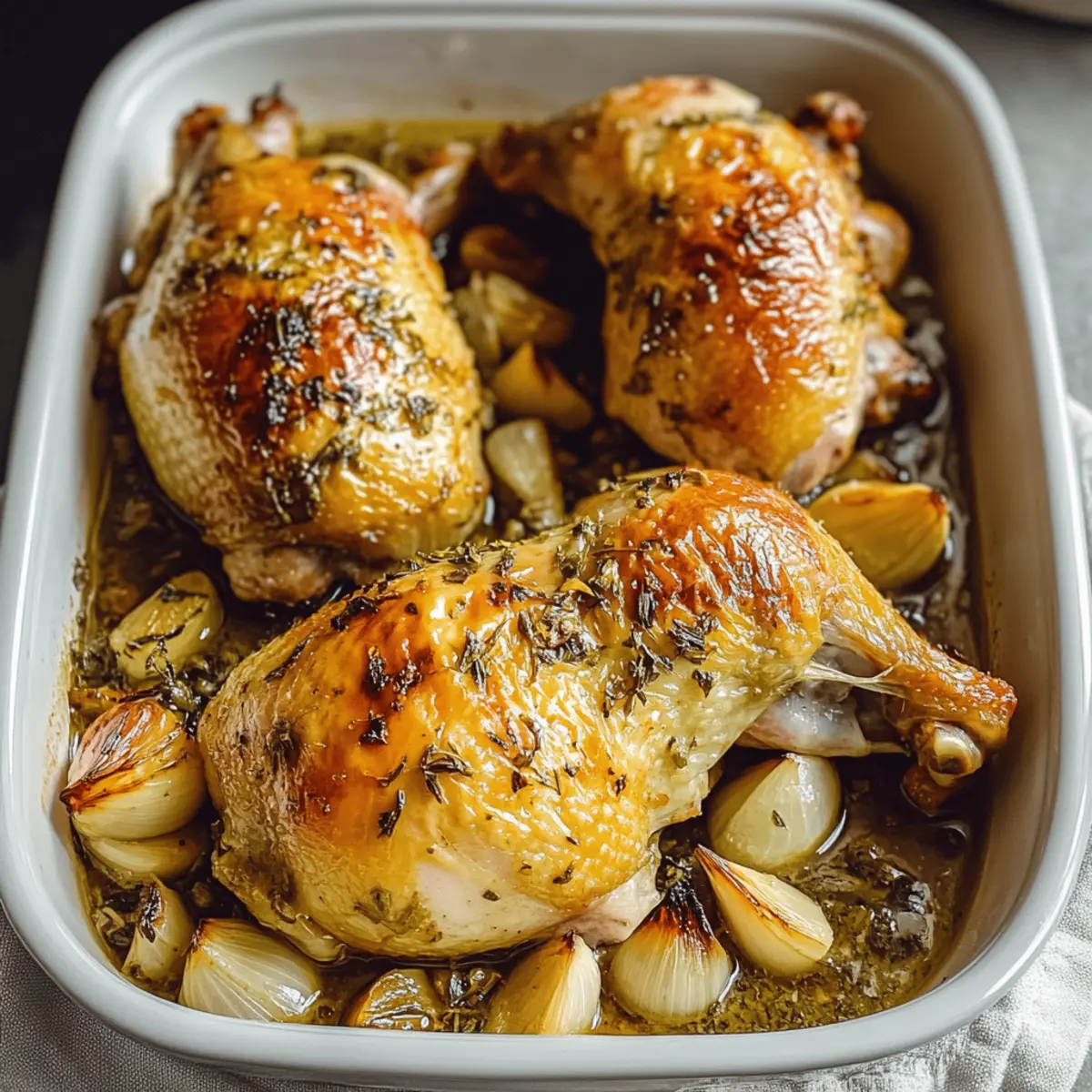 Juicy French Garlic Chicken with Crispy Skin for Dinner Bliss