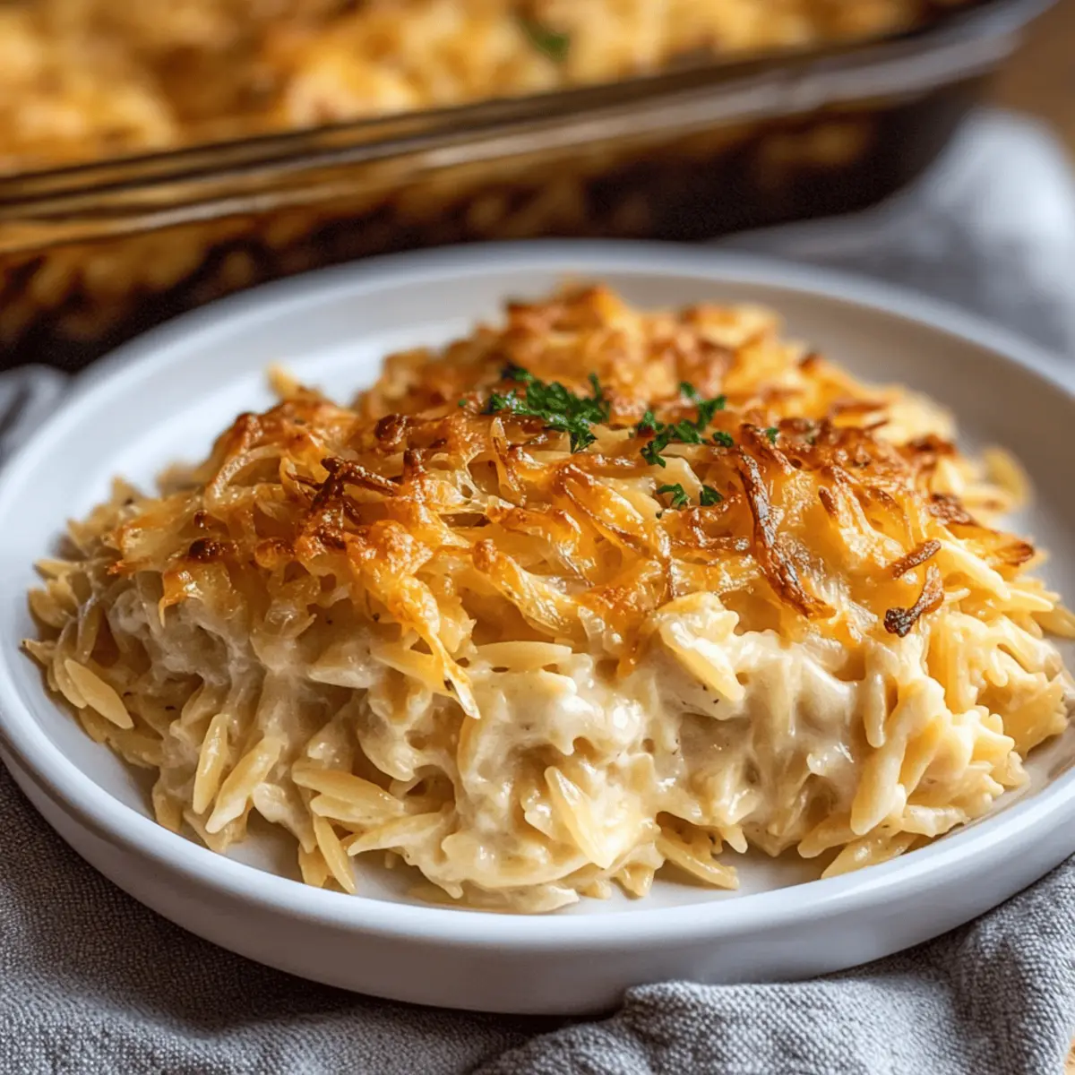 Cozy Up with This Delicious French Onion Orzo Bake