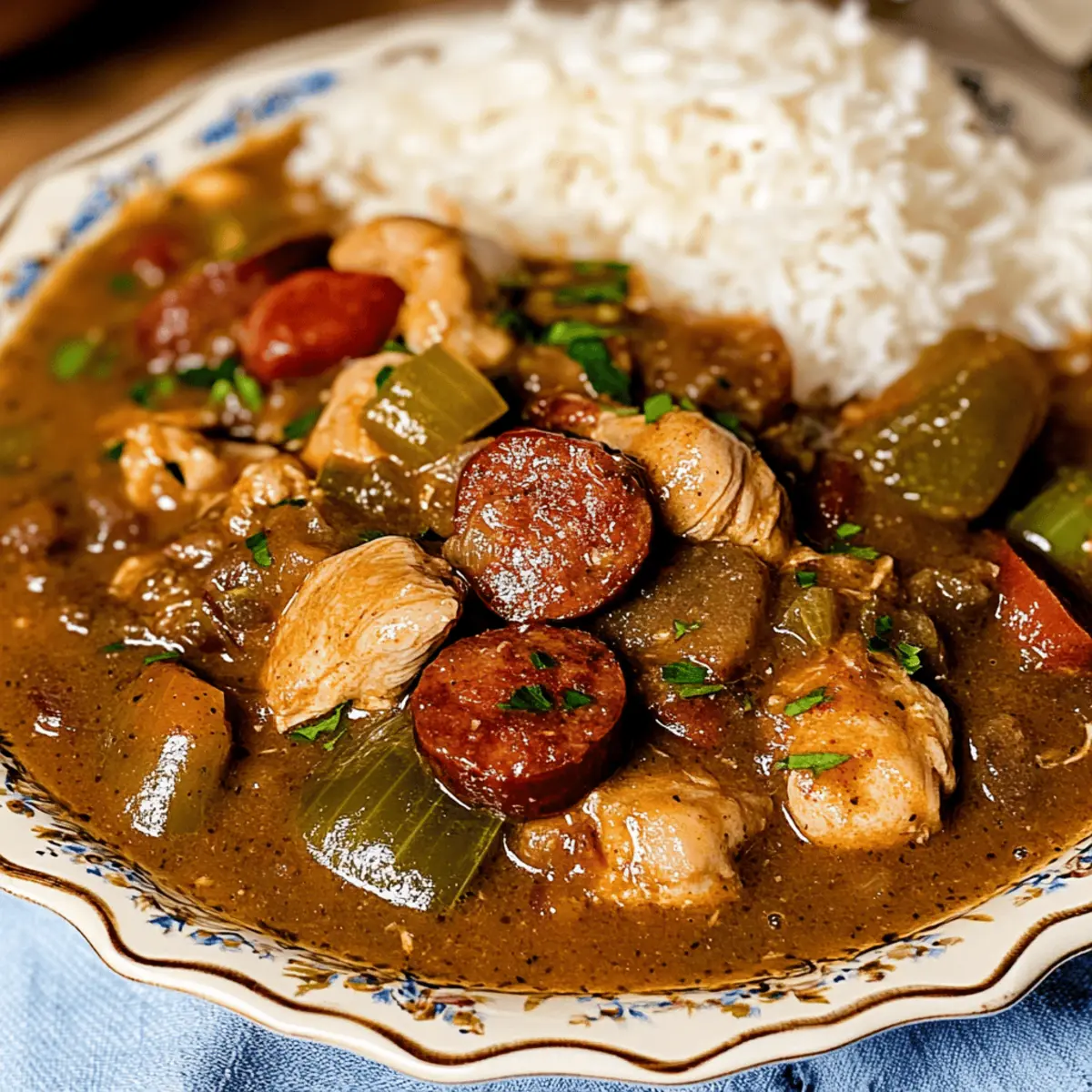Delicious Orleans Cajun Chicken Andouille Sausage Gumbo at Home