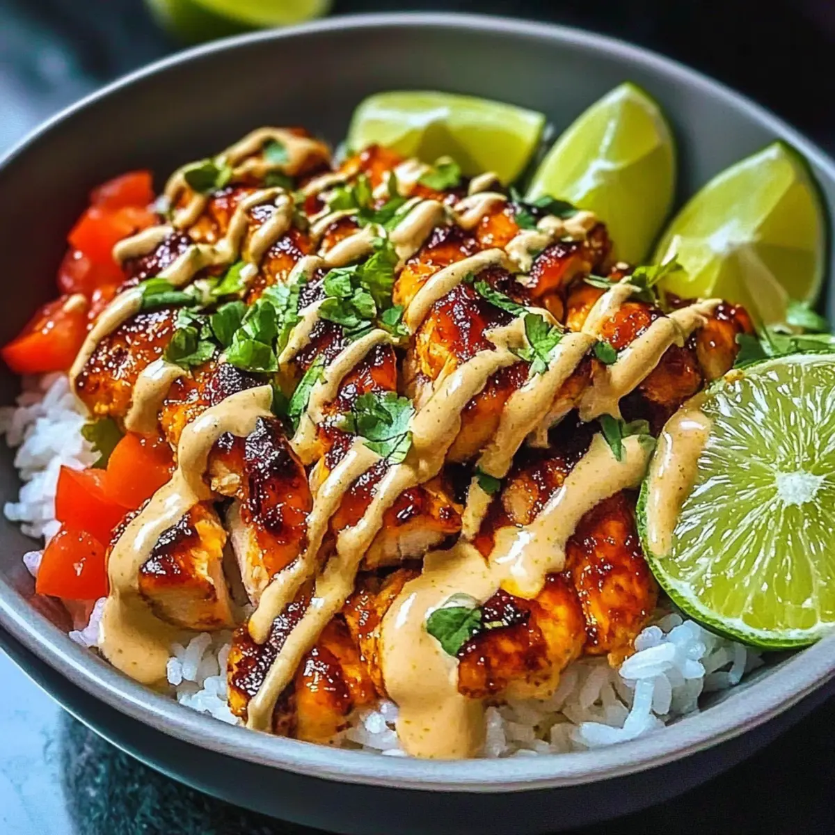 Chili Chicken Bowl with Coconut Lime Drizzle for a Tropical Escape