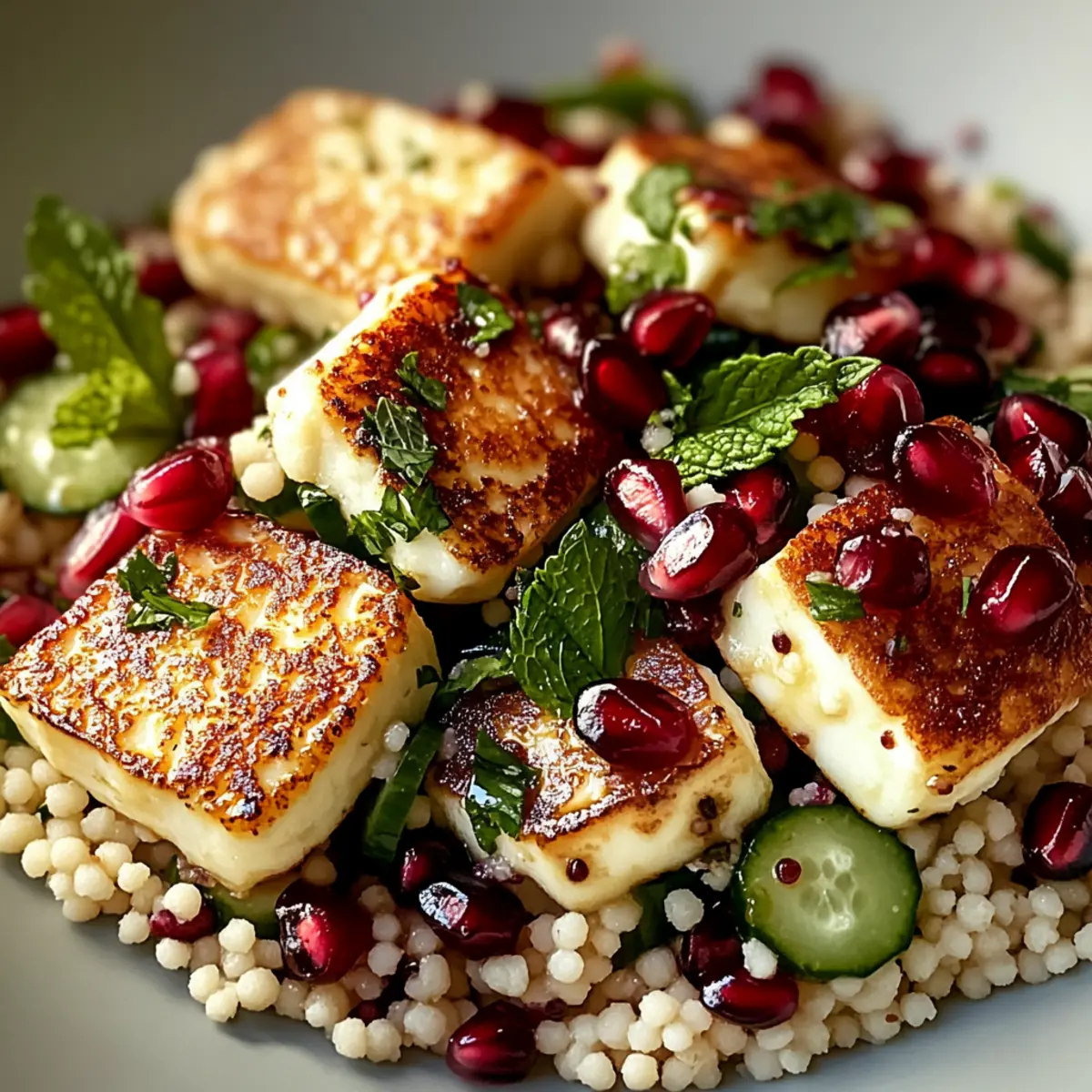 Delicious Halloumi & Pomegranate Couscous Salad in 20 Mins