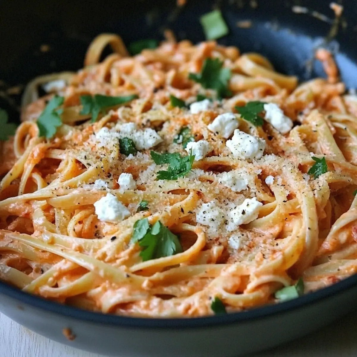 Creamy Roasted Red Pepper & Goat Cheese Alfredo Delight