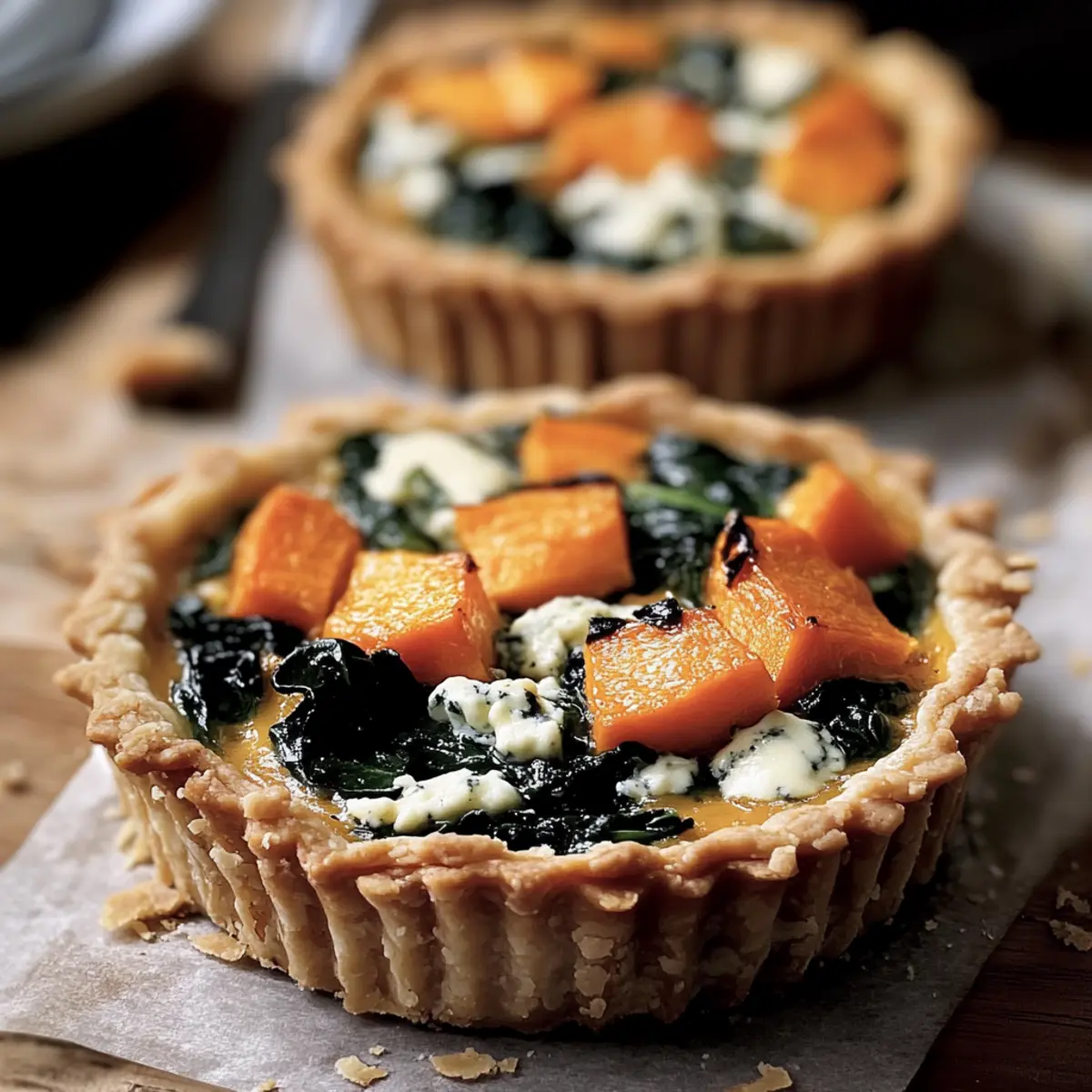 Savory Pumpkin, Spinach & Gorgonzola Mini Tarts for Fall Feasts
