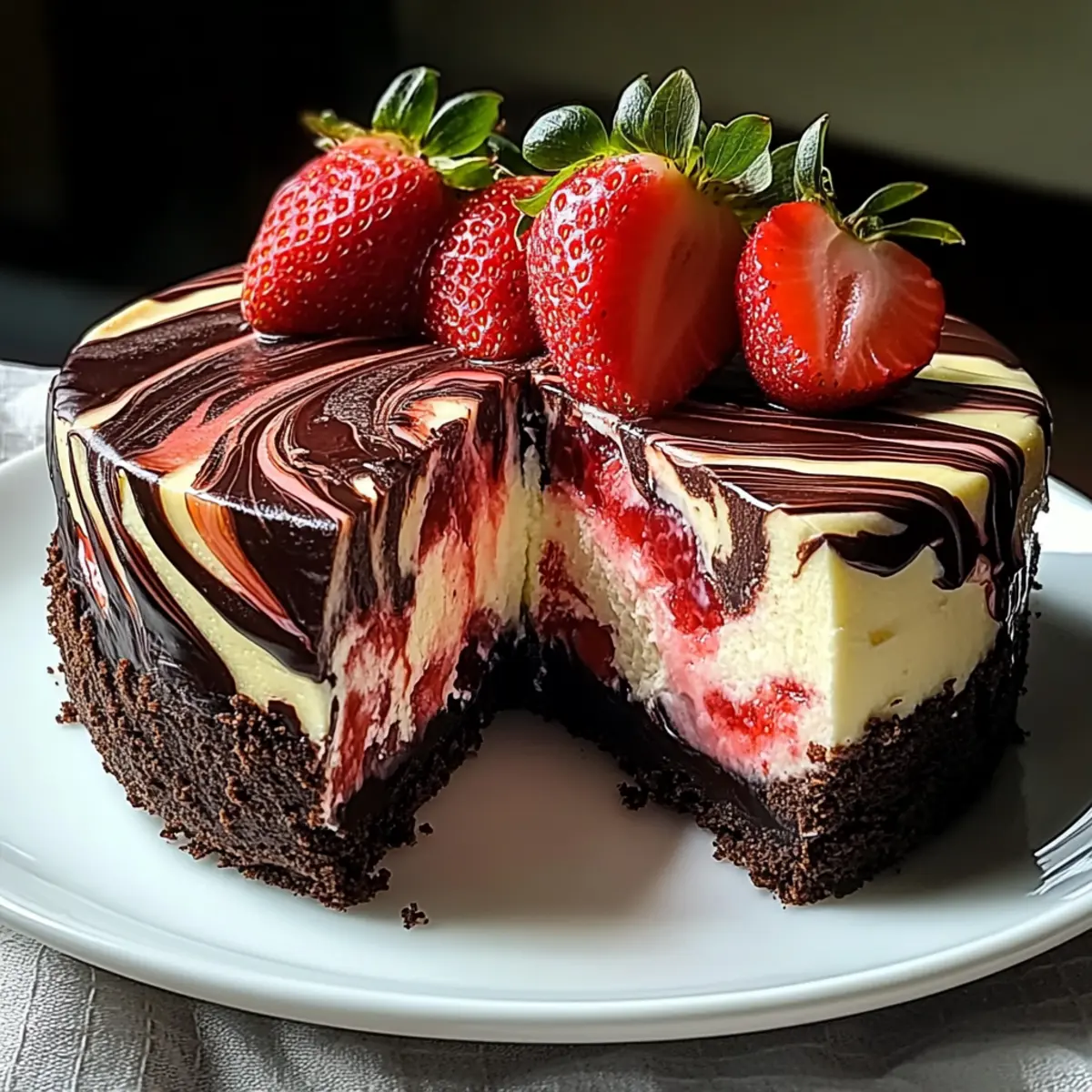 Chocolate Strawberry Swirl Cheesecake That Melts in Your Mouth