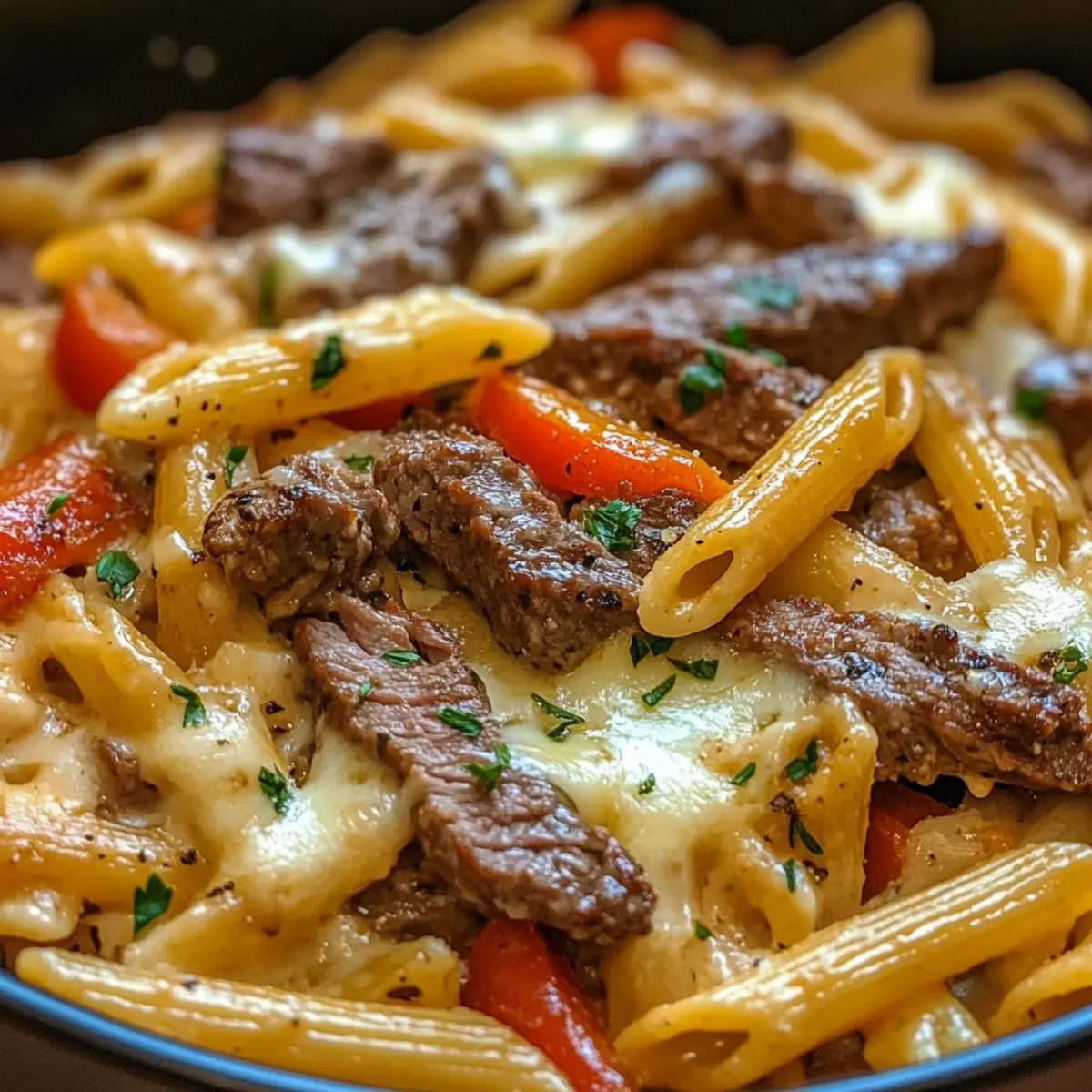 Creamy Philly Cheese Steak Pasta for Ultimate Comfort Feast