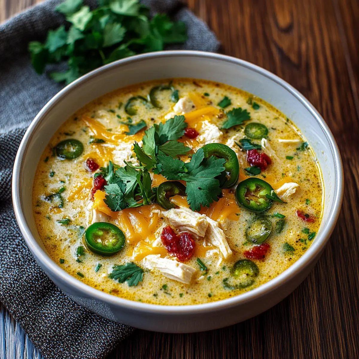 Spicy Jalapeño Popper Chicken Soup for Cozy Nights In