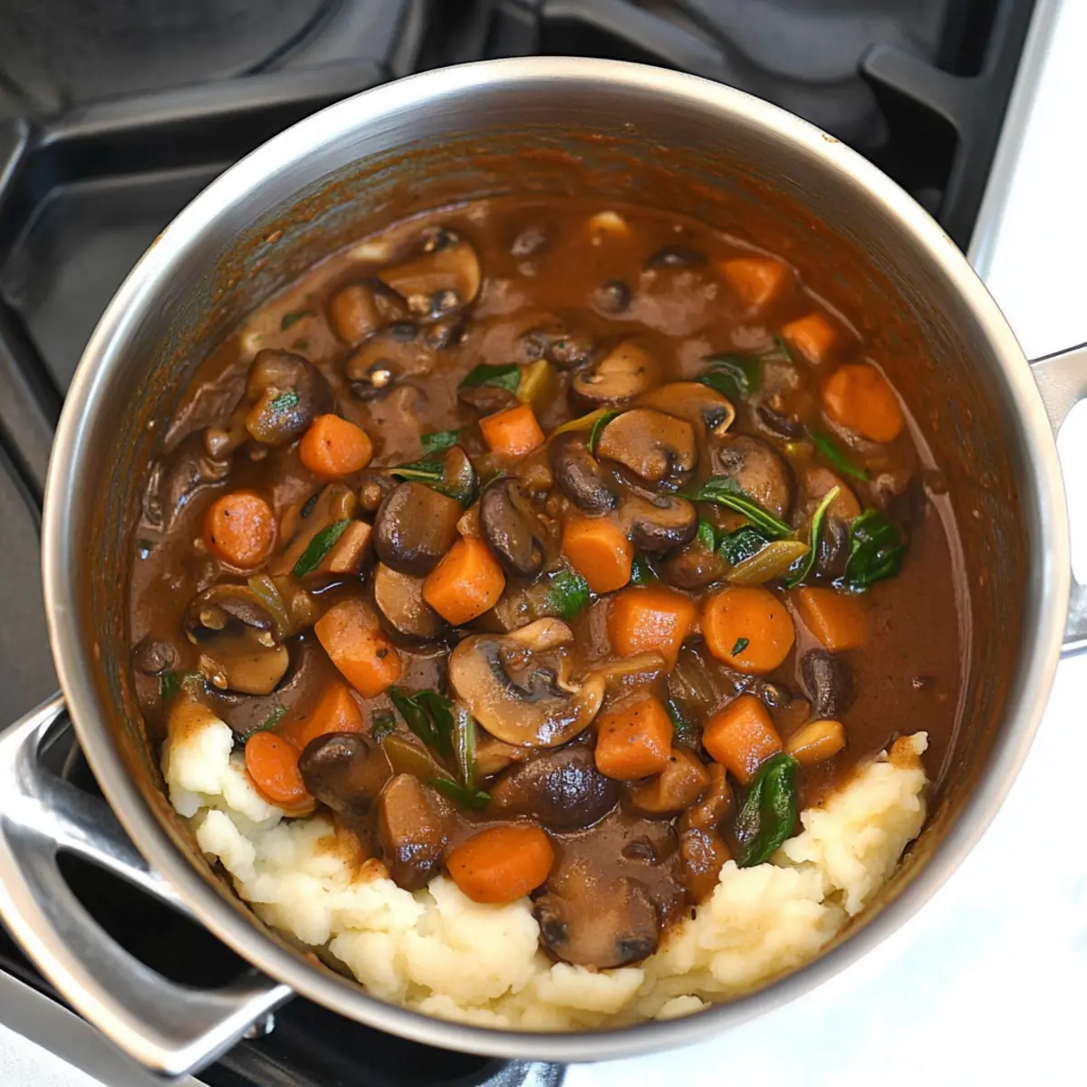Vegan Mushroom Bourguignon With Potato Cauliflower Mash Bliss