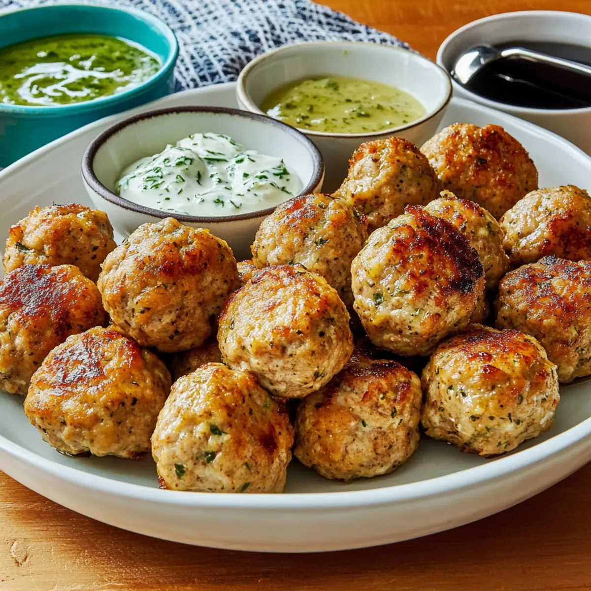 Savory Turkey Meatballs with Tangy Dipping Sauces