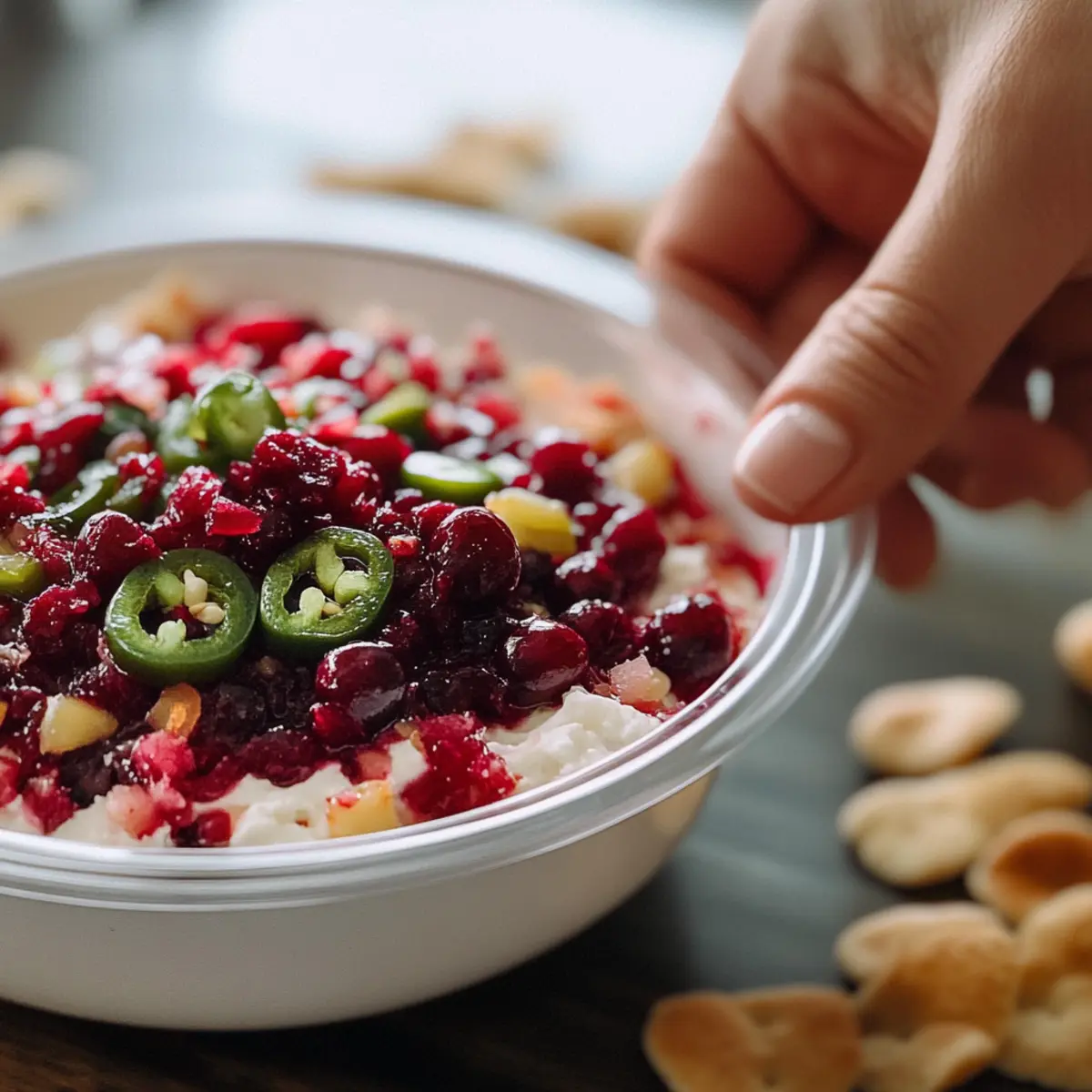 Sweet and Spicy Cranberry Jalapeno Cream Cheese Dip Delight