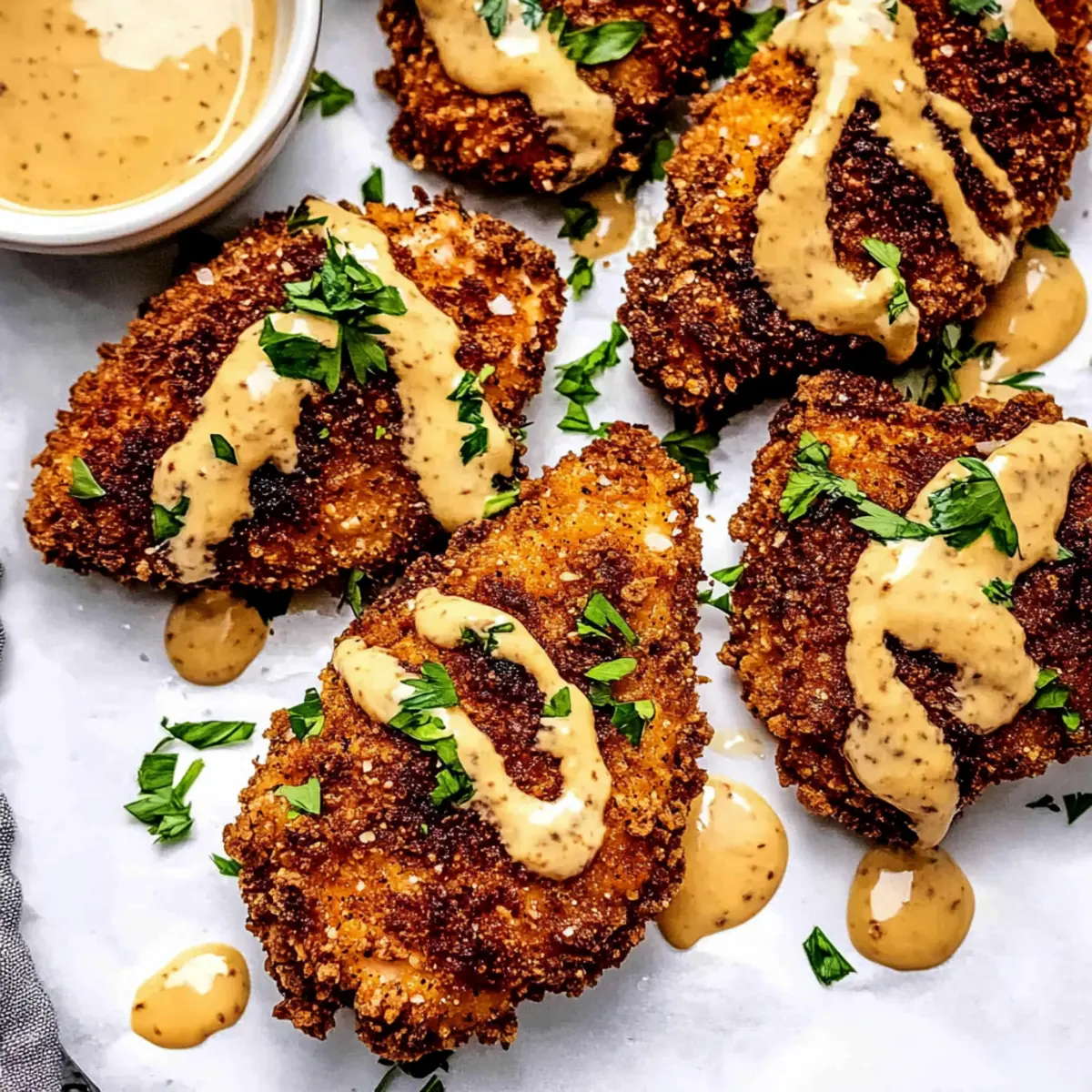 Pretzel Crusted Chicken with Cheddar-Mustard Sauce Delight