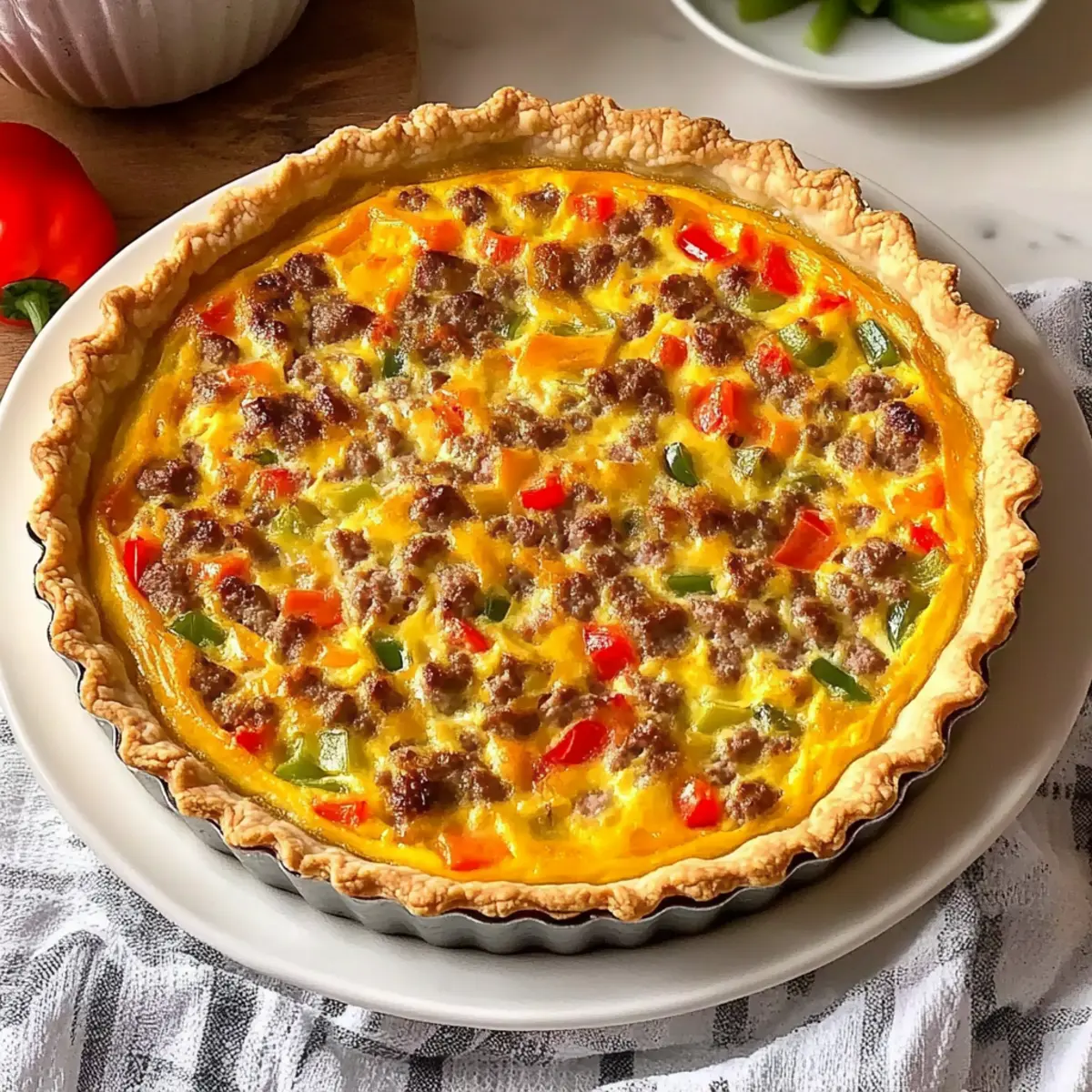 Savory Sausage, Pepper, and Onion Quiche for Cozy Brunches