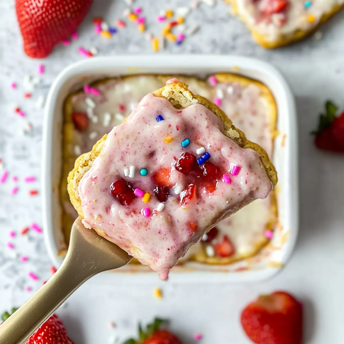 Strawberry Pop-Tart Protein Baked Oats for a Healthy Morning Boost