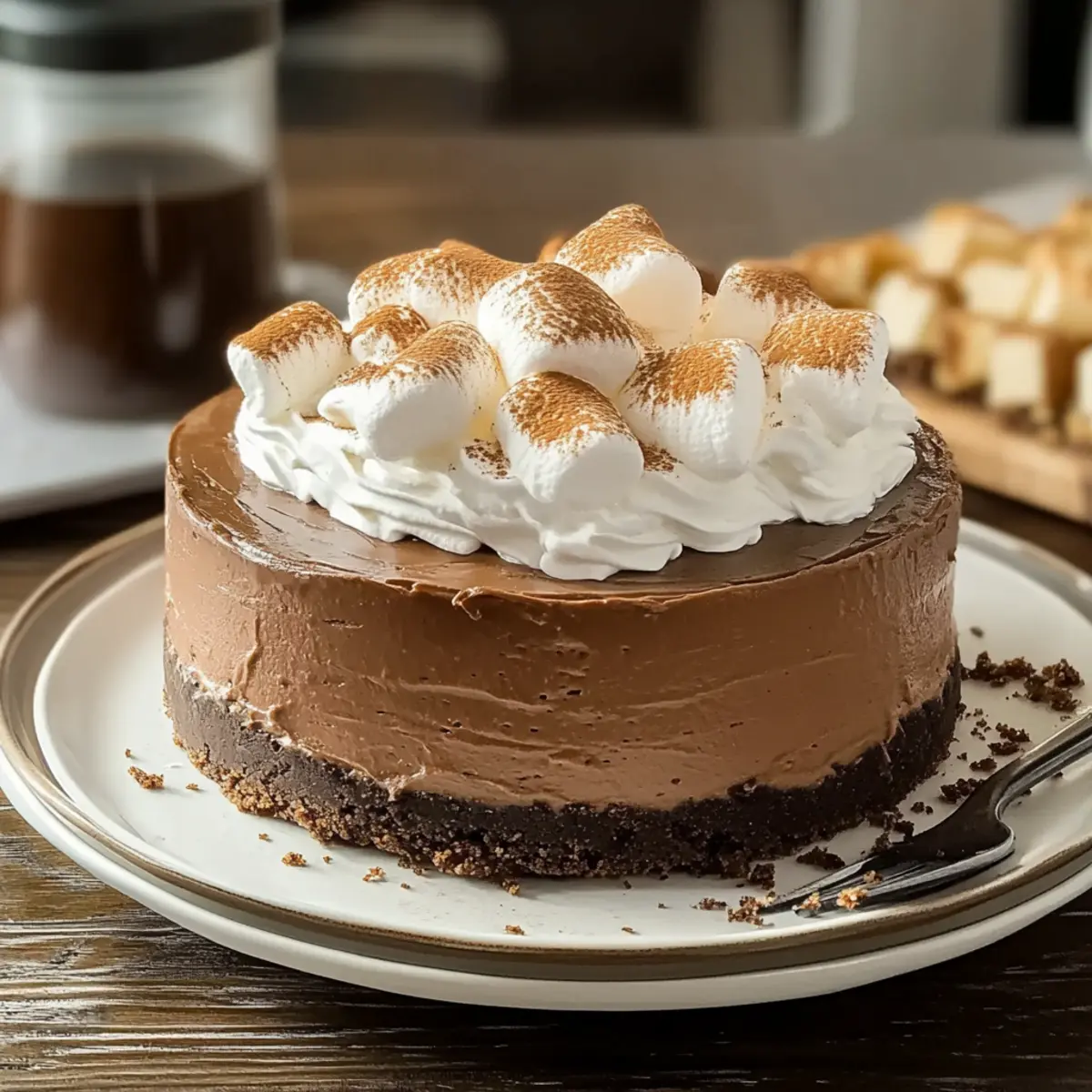 Indulgent Hot Cocoa Cheesecake with Marshmallow Whipped Cream