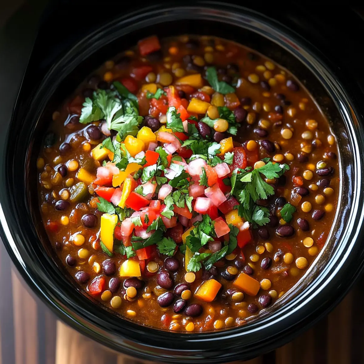 Savory Slow Cooker Lentil Taco Chili for Cozy Evenings