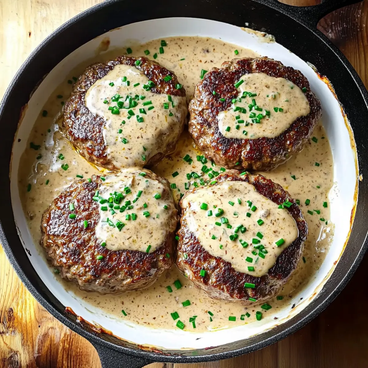 Creamy Whiskey Hamburger Steaks for a Cozy Dinner Delight