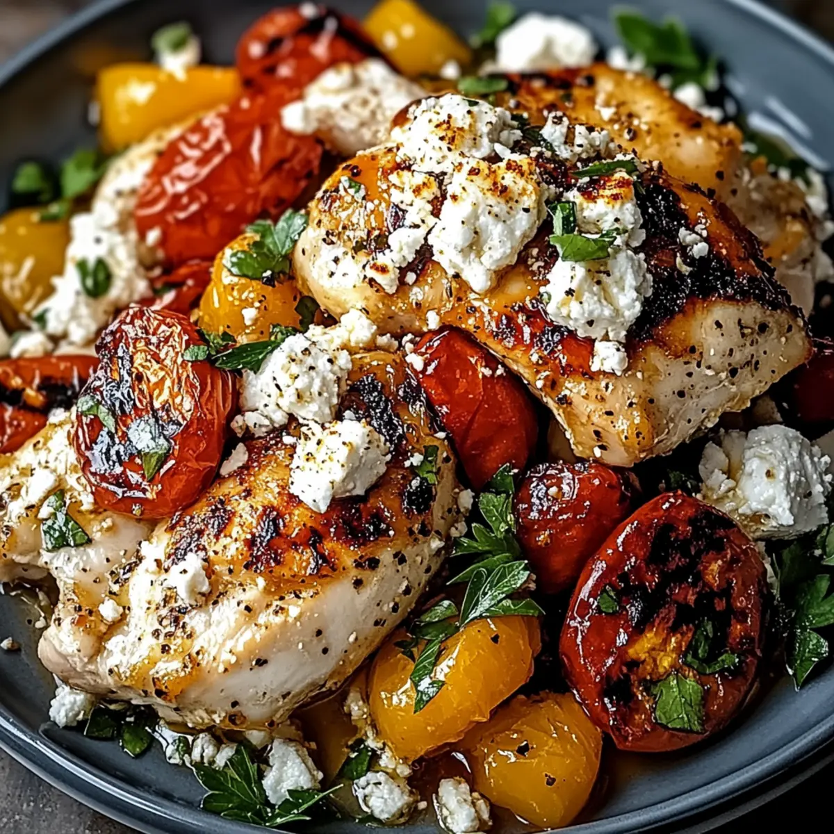 Baked Chicken with Crispy Feta & Zesty Vinaigrette Delight
