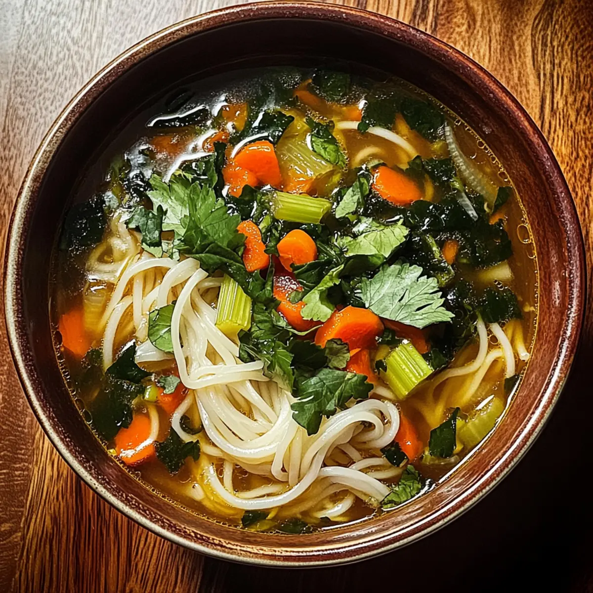 Soothing Healing Ginger Garlic Broth with Rice Noodles Recipe