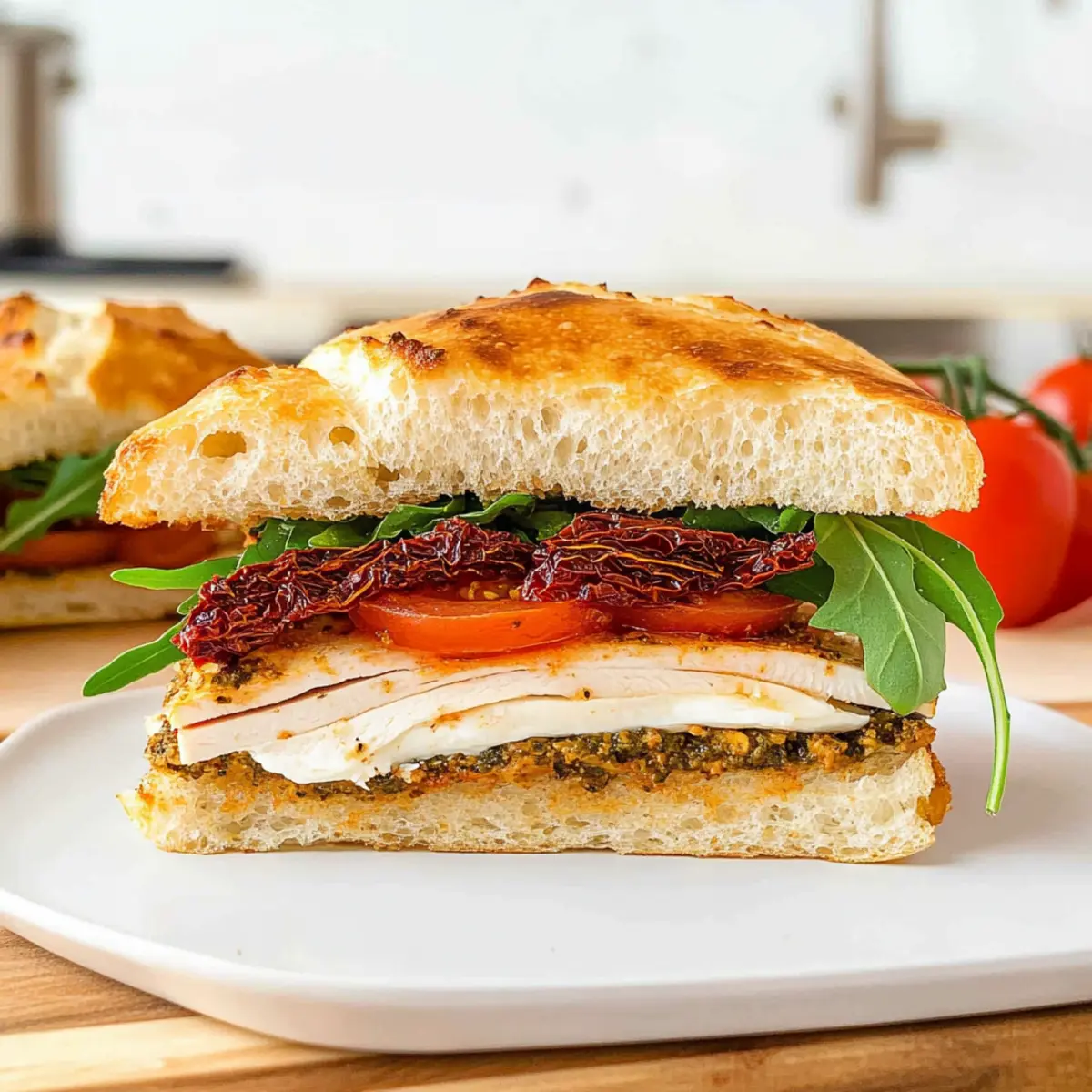 Focaccia Sandwich Delight: Turkey and Mozzarella Magic